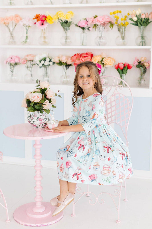 Wonderland 3/4 Sleeve Pocket Twirl Dress