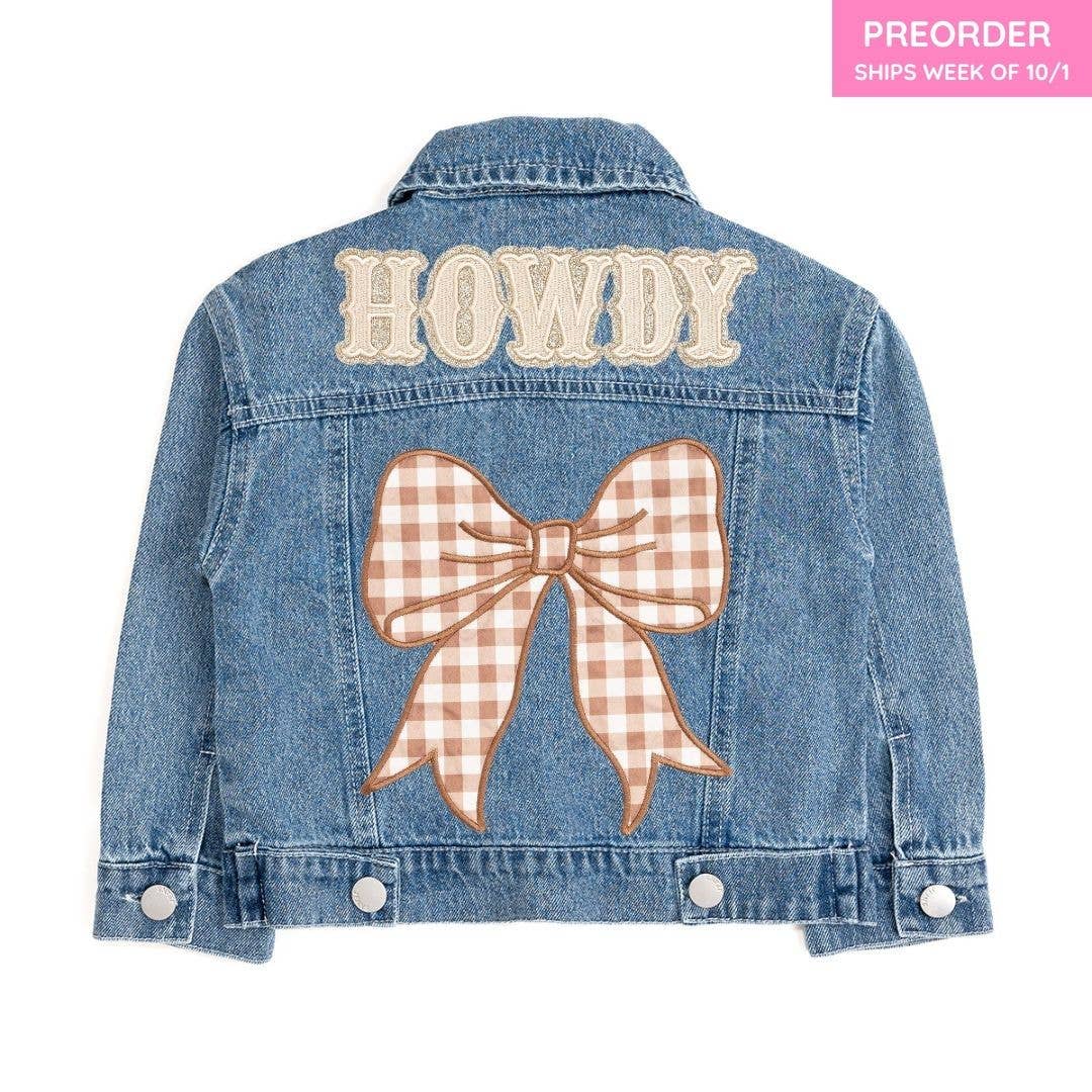 Howdy Gingham Bow Patch Denim Jacket - Western Apparel