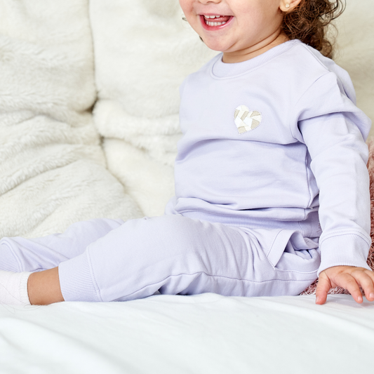FRENCH TERRY SET - HEART / PURPLE HEATHER
