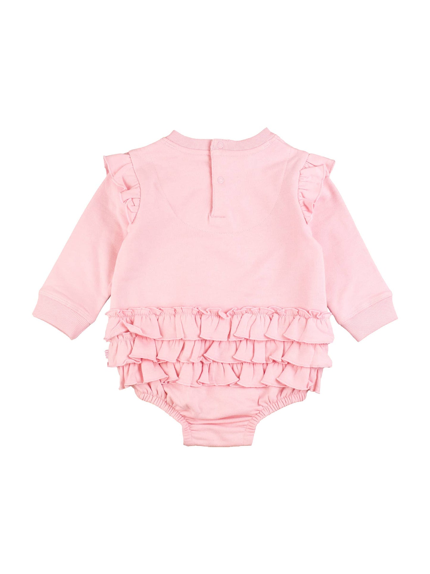 Baby Girls Pink Sweatshirt Bubble Romper