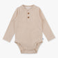 Baby Boys Heather Oatmeal Knit Long Sleeve 2-Button Henley Bodysuit