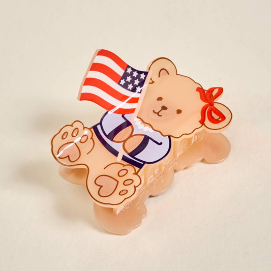 Shape Up Claw Clip–Star Spangled Bear