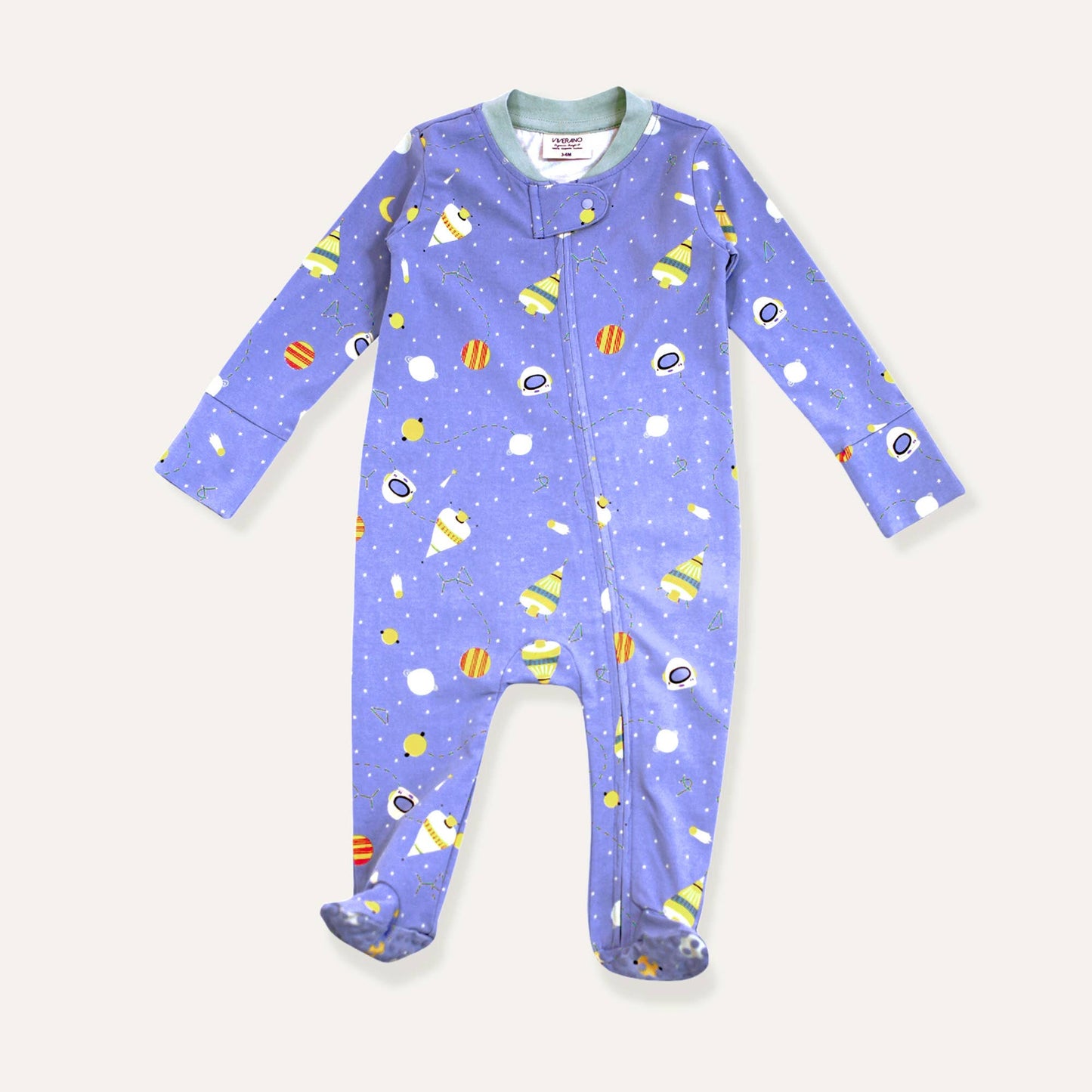 Space Zipper Footie Romper (Organic Cotton)