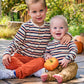 Baby Boys Heather Oatmeal & Rust Stripe Knit Long Sleeve 2-Button Henley Bodysuit