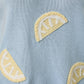 ROUND NECK COVERED SHOULDER LEMON PATCHED KNIT TOP