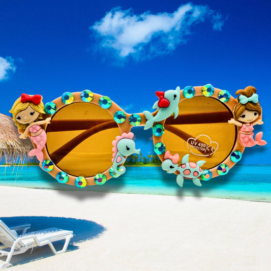 Mermaid Sea Life Handmade Kids' Sunglasses Rhinestones 