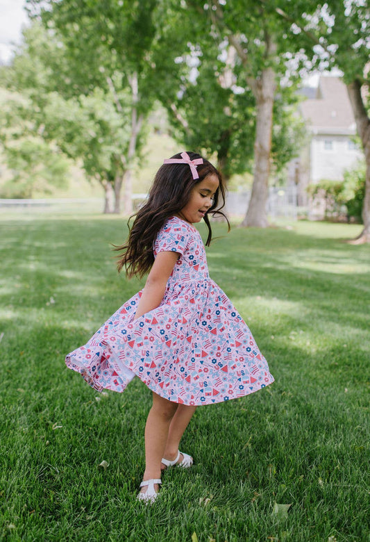 Ollie Jay Classic Twirl Dress in Pink Celebration