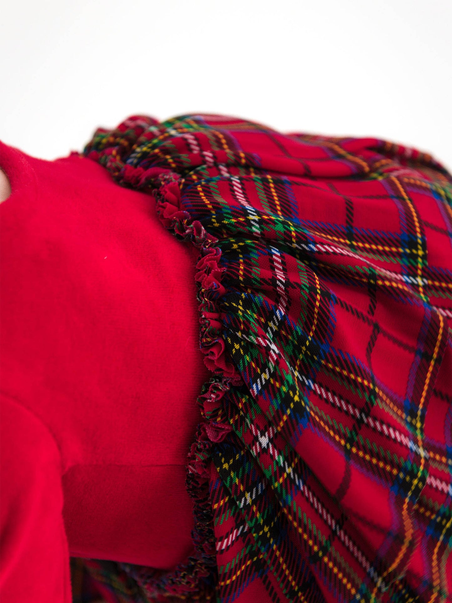 Baby Girls Red Nicholas Plaid Velour & Tulle Long Sleeve Twirl Romper