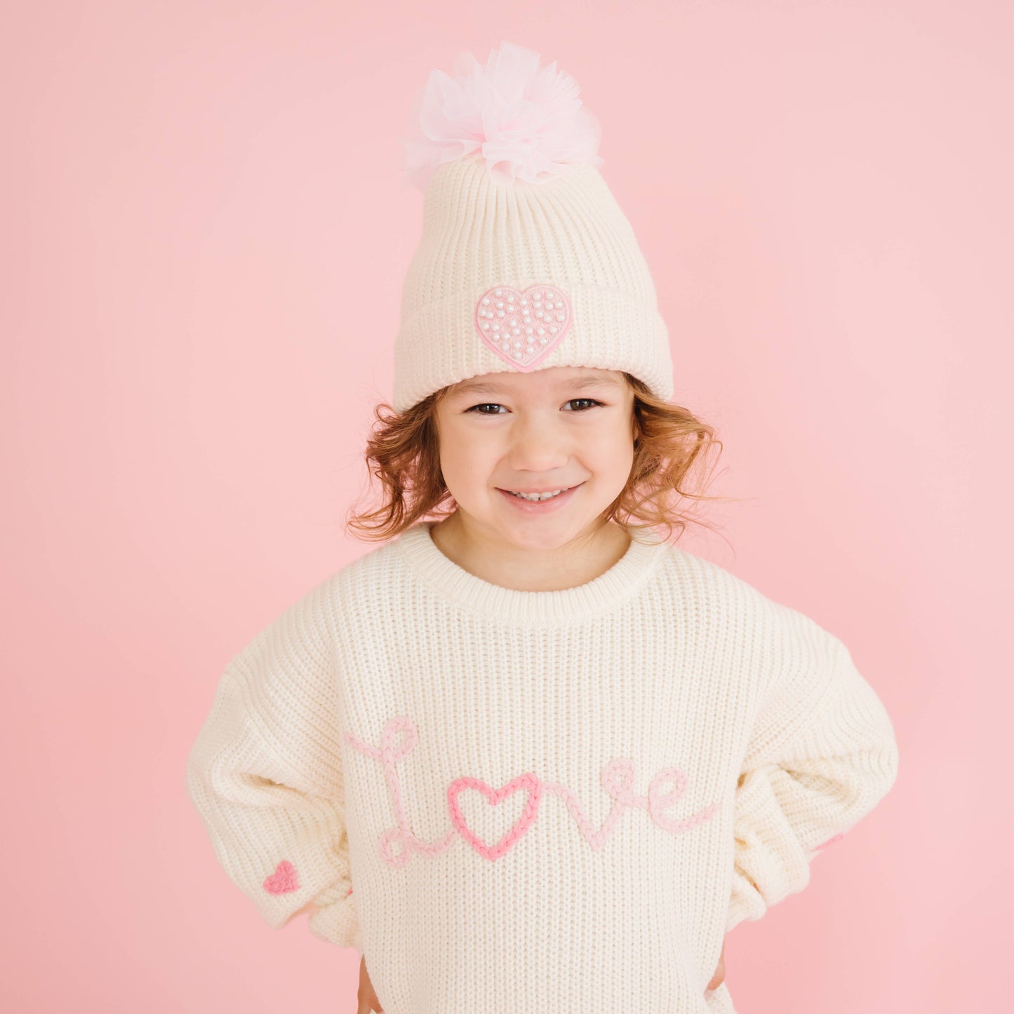 Ditsy Love Valentine's Day Matching Knit Sweater - Kids