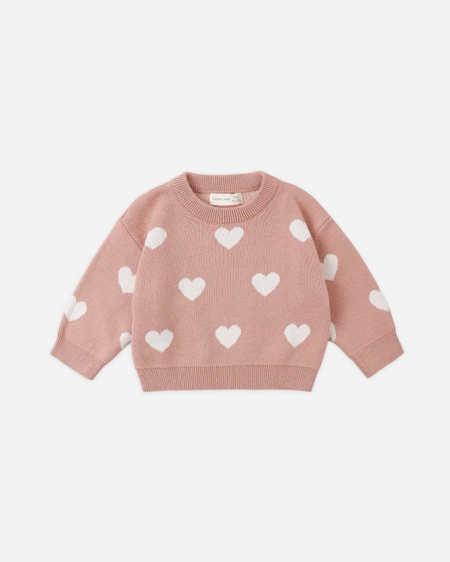 Heart Knit Sweater || Pink