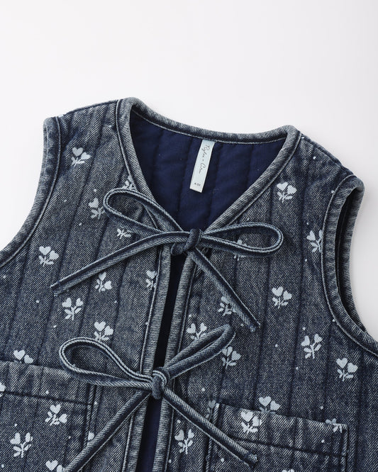 Hearts Ditsy Denim Vest