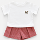 Lulu Bebe Bulldog Embroidered Boys Short Set