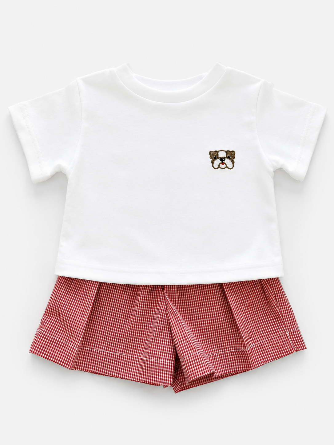 Lulu Bebe Bulldog Embroidered Boys Short Set