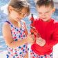 Girls Shimmer Star-Spangled Cross-Back One Piece Swimsuit