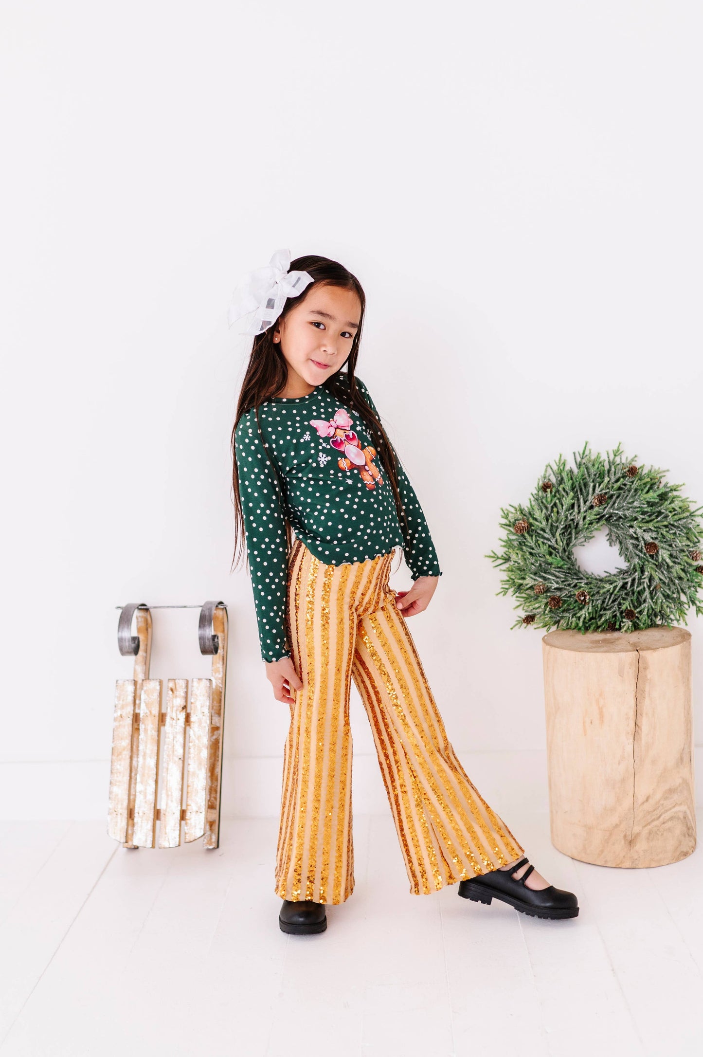 Gold Sequin Stripe | Wide-Leg Pants