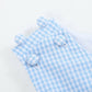 Light Blue Gingham Easter Bunny Applique Shortalls