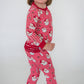 SoftSnooze™ Toddler Girls Bamboo Viscose Red Dear Santa Ruffle Long Sleeve Pajama Set with Signature Rear Ruffles