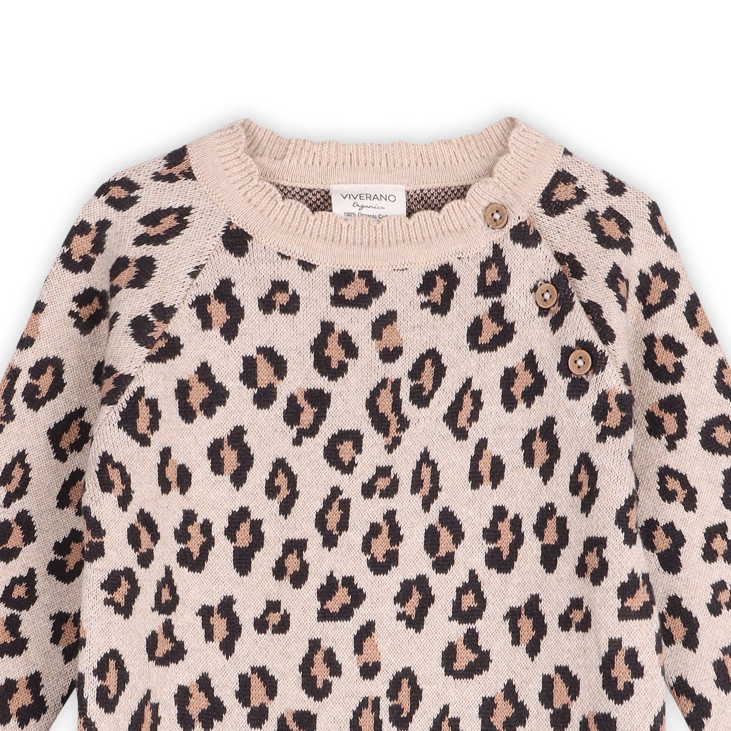 Leopard Jacquard Knit Baby Jumpsuit (Organic Cotton)