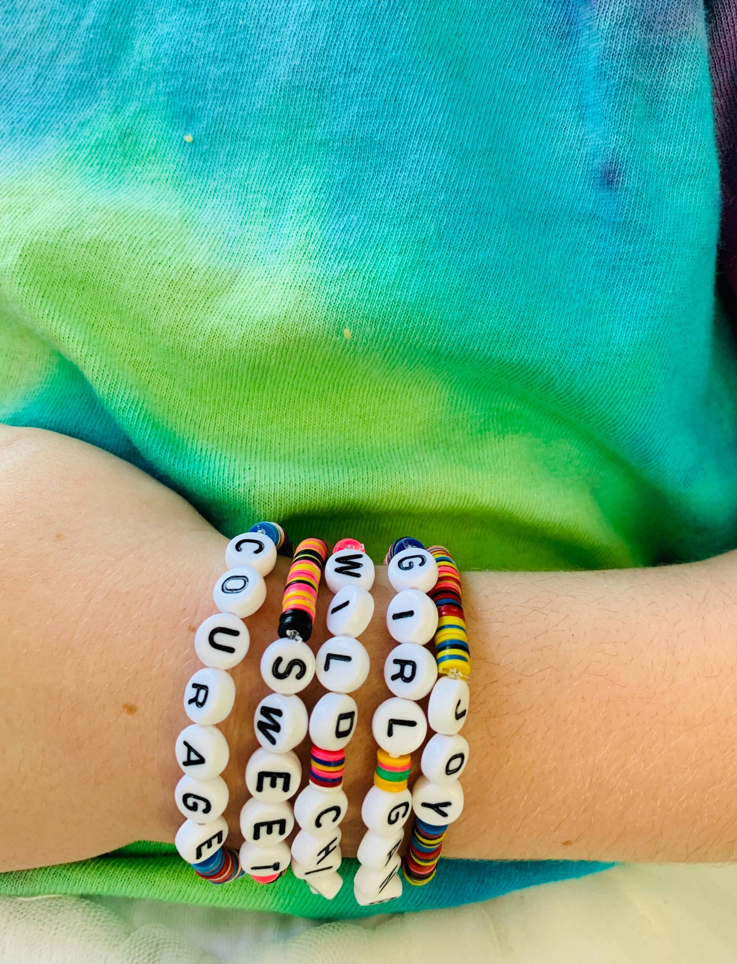 Happy Beaded Vinyl Rainbow Bracelet
