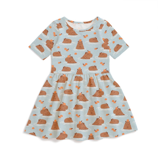 Alberta Dress - Capybaras Blue