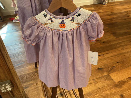 Emma smocked purple Halloween dress
