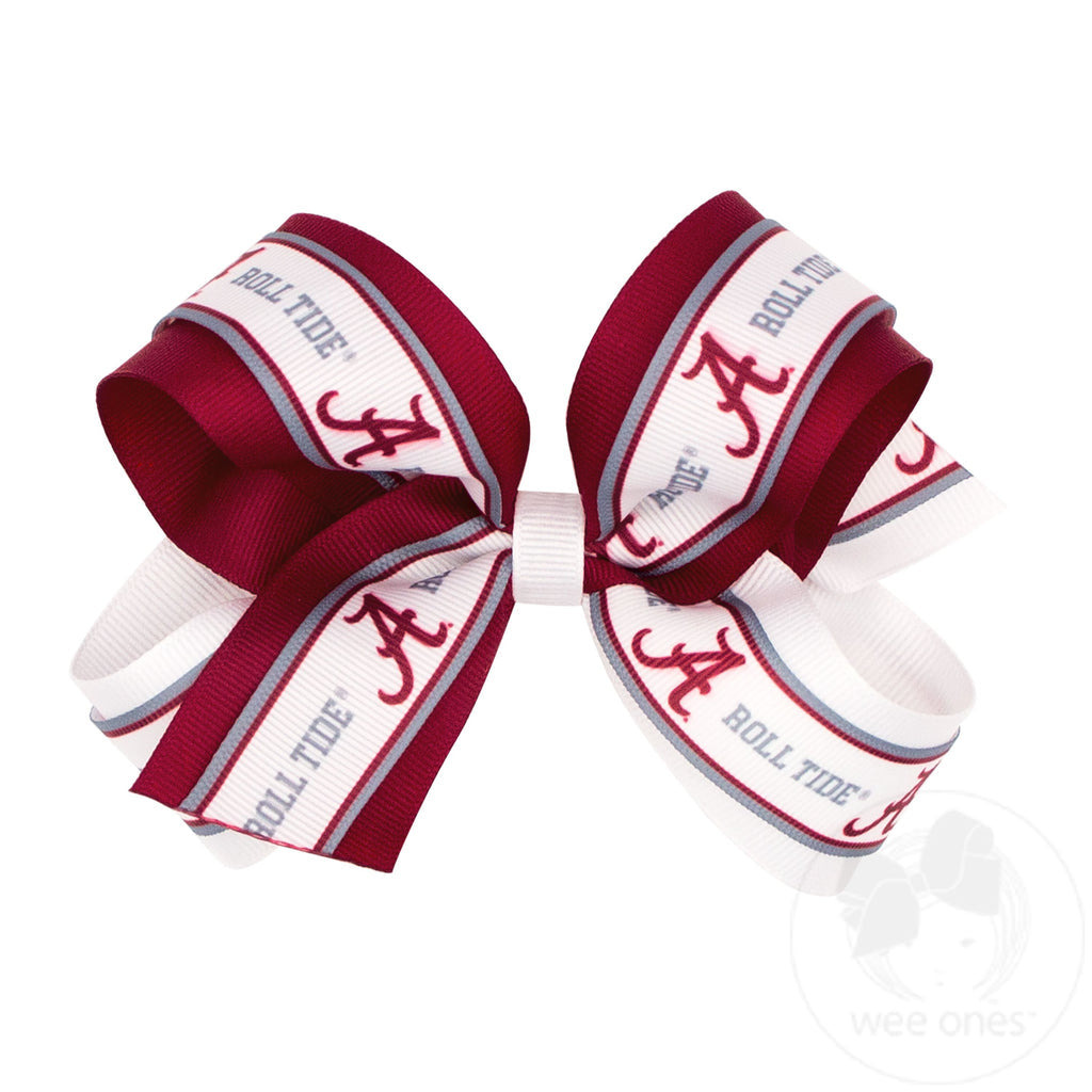 Wee Ones Large Alabama Collegiate Logo Ribbon Underlay Hair Bow