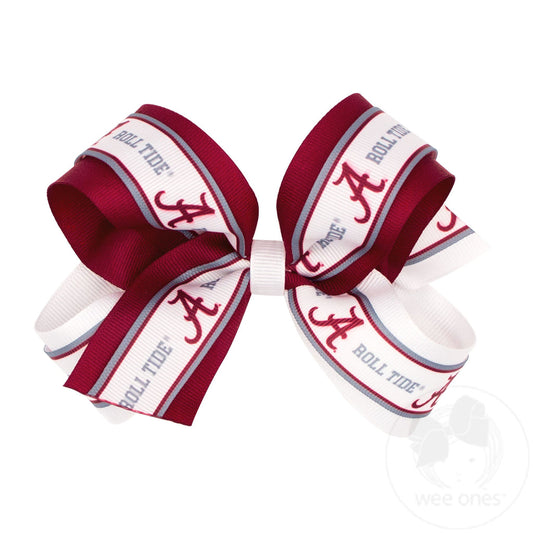 Wee Ones Large Alabama Collegiate Logo Ribbon Underlay Hair Bow