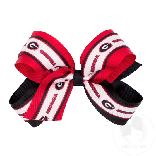 Wee Ones Large Georgia Logo Ribbon Underlay Hair Bow