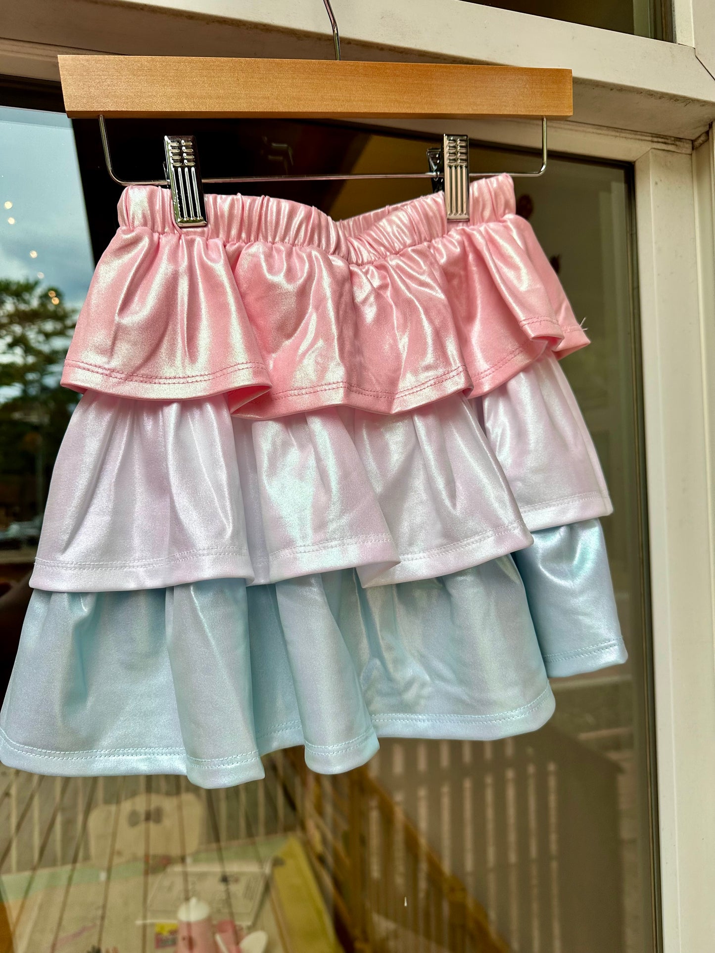 Metallic Pink, White & Blue Tier Skirt