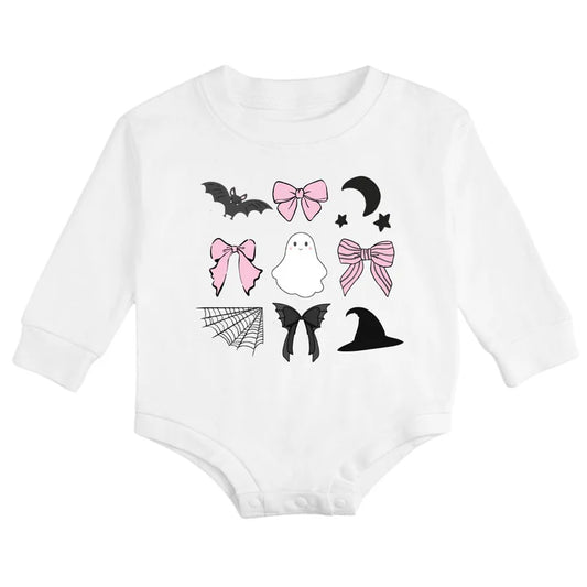 Spooky Coquette Halloween Long Sleeve Romper