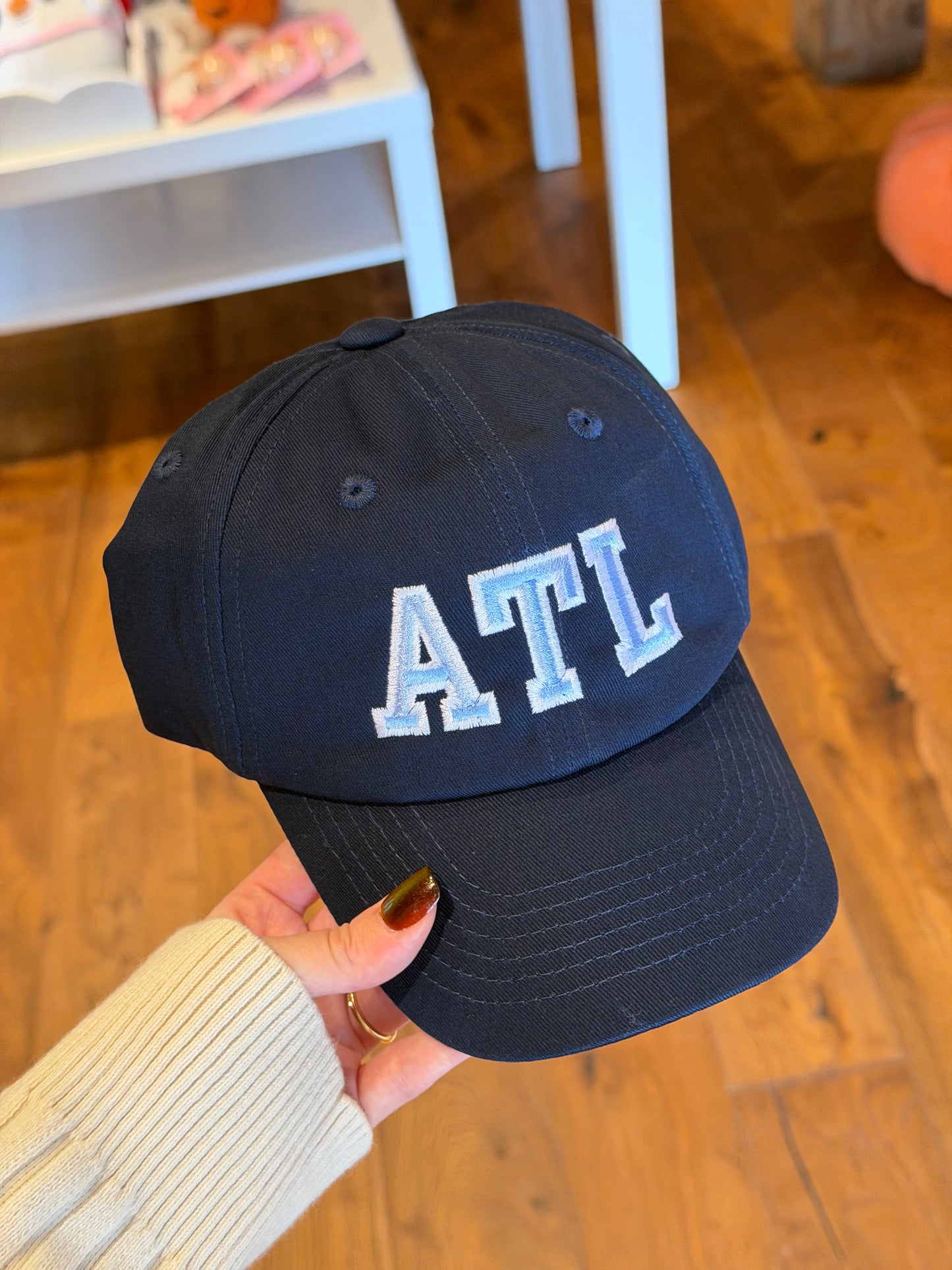 Custom Area/Airport Code/Abbr. Bow Baseball Hat (Baby-Adult)- Navy Blue