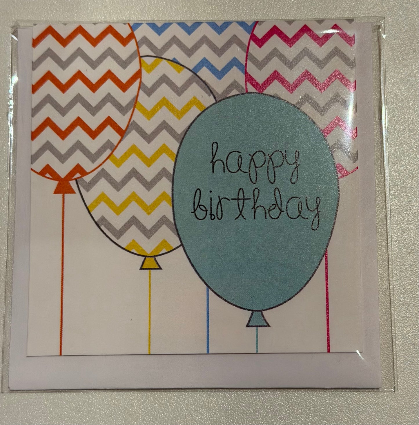 Happy Birthday Chevron Ballon Print- Small Card with Envelope