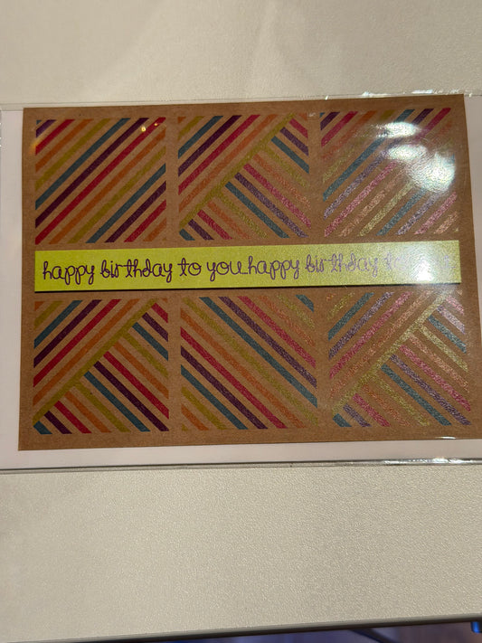 Happy Birthday Stripes- Large Card with Envelope