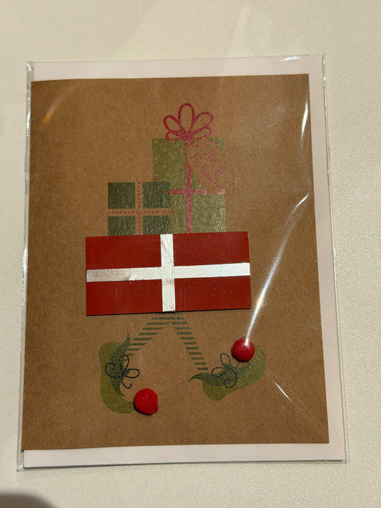 Elf Pom Pom & Presents- Large Card with Envelope