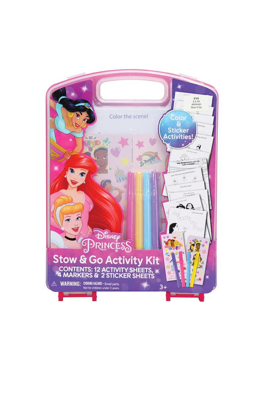 Princess Stow and Go Color & Stickers Activity Kit Portable Case