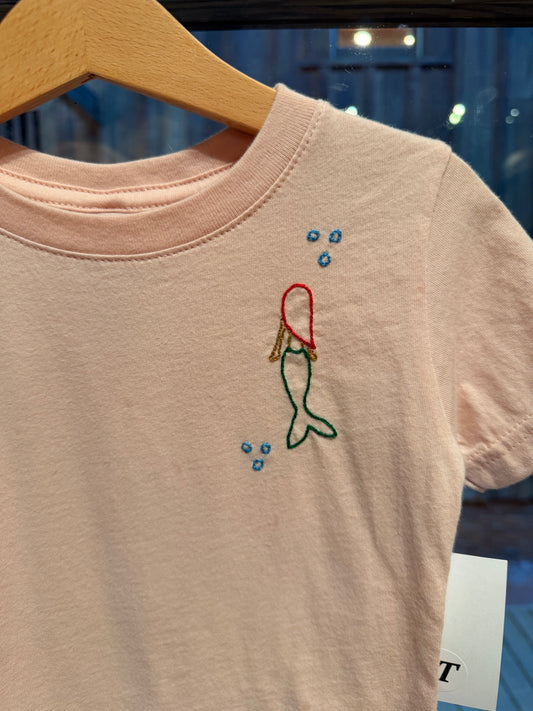 Hand Embroidered Blush Mermaid T-Shirt