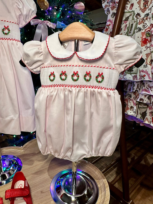 Pink Smocked Wreath Bubble