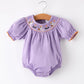 Purple Halloween Smock Embroidery Baby Girl Romper