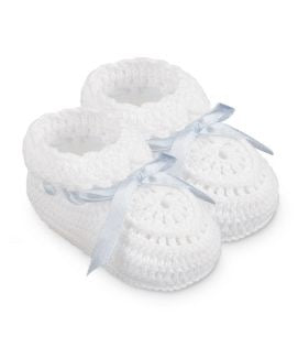 White/Blue Newborn Bootie