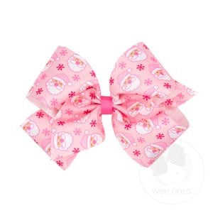 KING GG PINK XMAS PRINT BOW- Santa