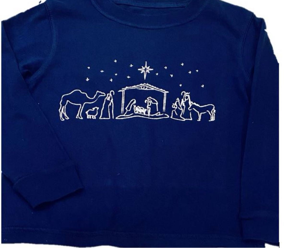 LS Navy Nativity T-shirt