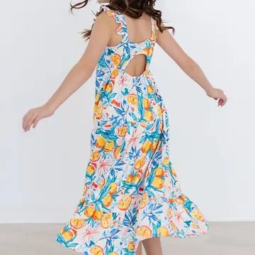 Tropical Summer Ruffle Maxi Dress
