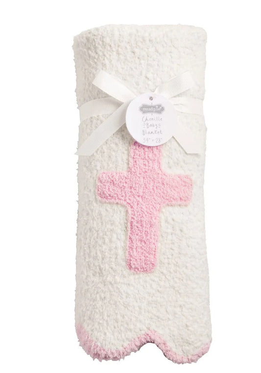 Pink Chenille Cross Blanket