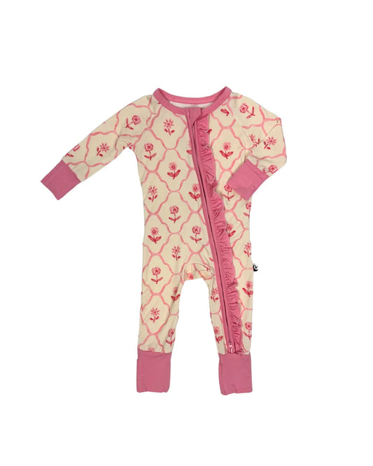 Blush and Bloom- Zipper Footie Pajamas