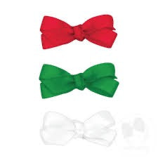 3PK TINY GG BOW W/BAND  RED GREEN