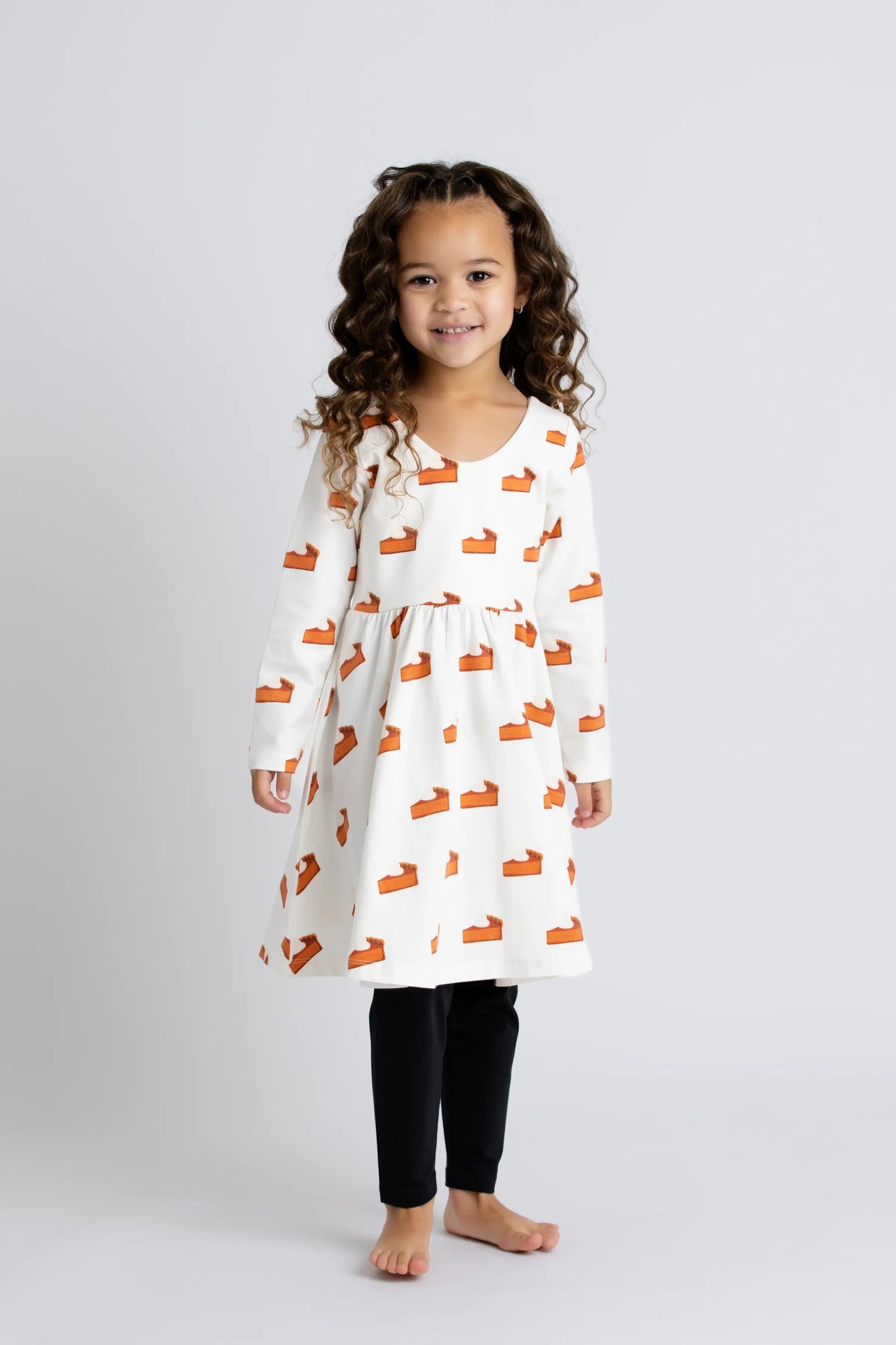 Thanksgiving Long Sleeve Let's Dance Dress_Pumpkin Pie Slice