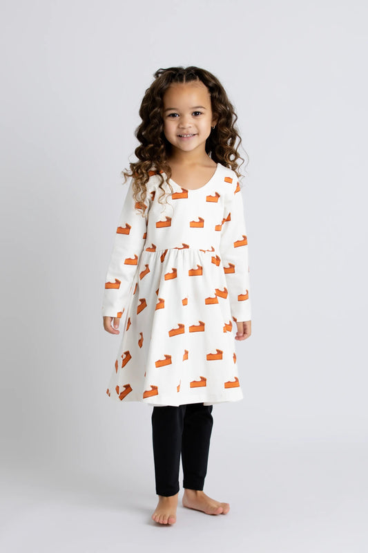 Thanksgiving Long Sleeve Let's Dance Dress_Pumpkin Pie Slice