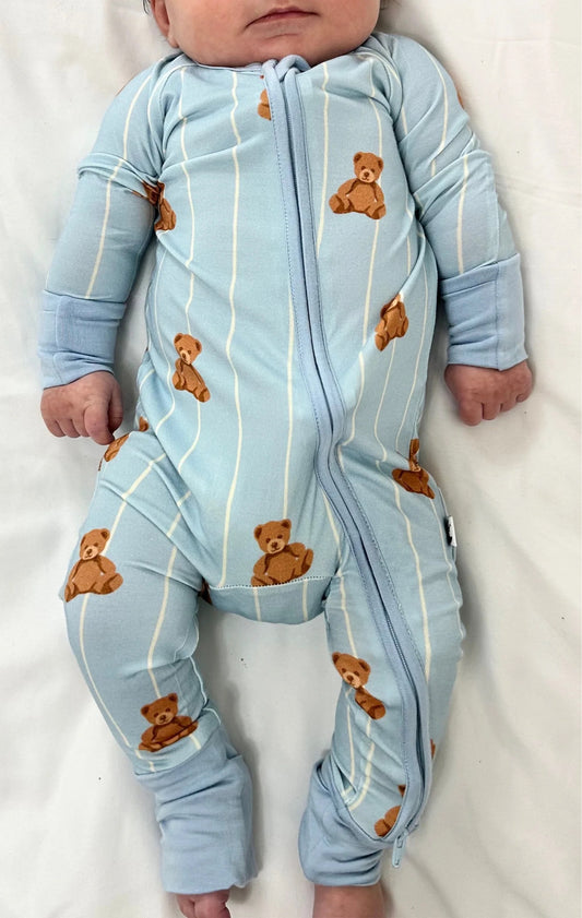 Teddy Bear Zipper Footie Pajamas