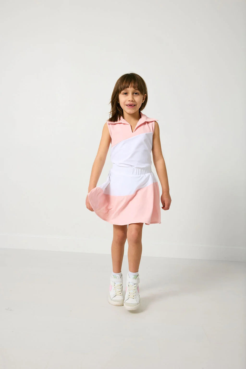 Pink and White Half Court Skort