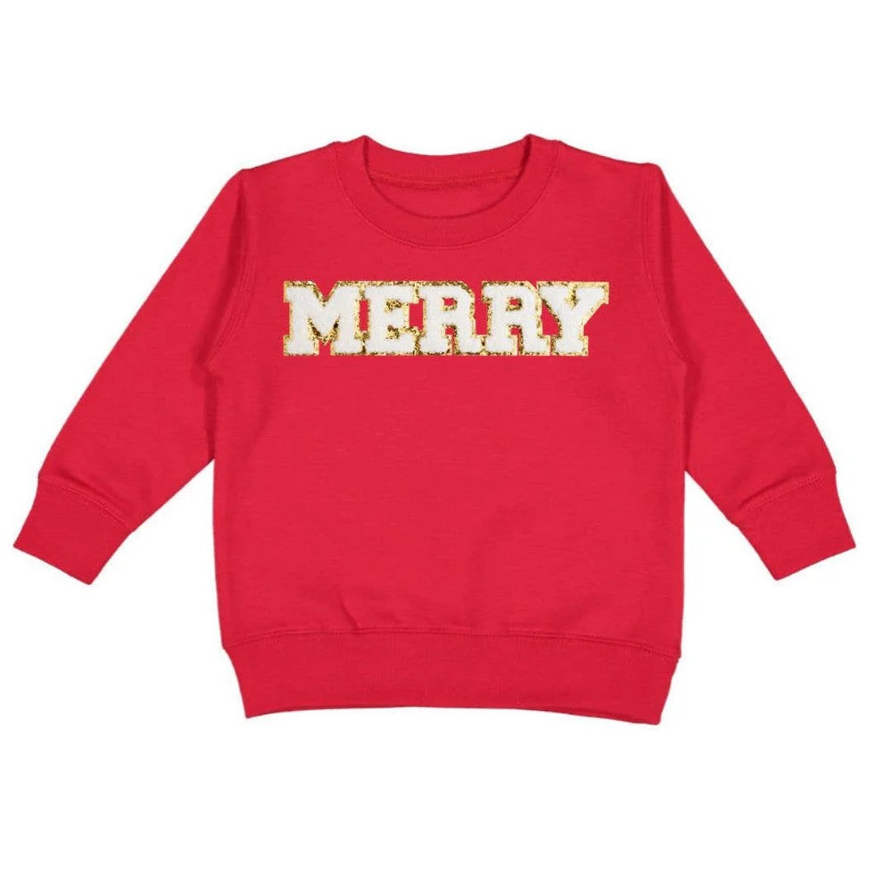 Merry Patch Christmas Sweatshirt Girls